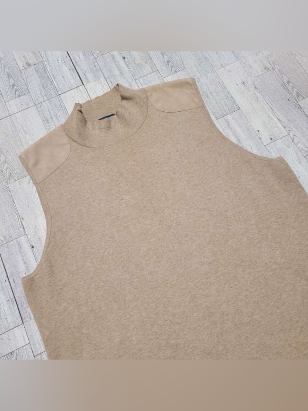 Women’s Polo Ralph Lauren Knit Suede Leather Tan Sleeveless Sweater Size XL